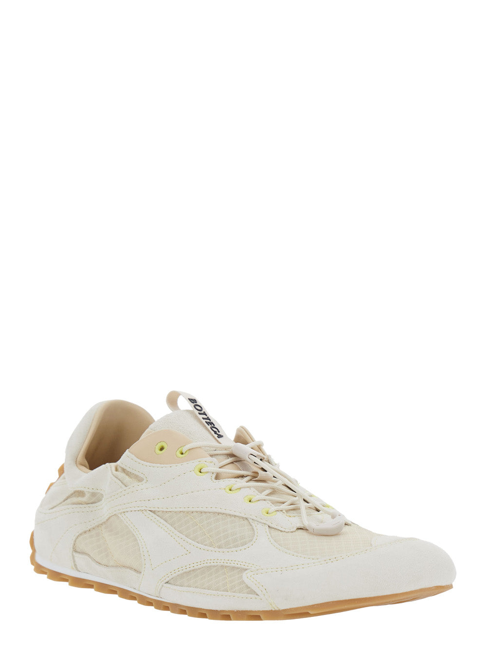 Bottega Veneta Men 'Orbit Flash' Beige Sneakers  With Logo Lettering Detail On The Pull-Tab And Elasticized Design In Leather And Tech Fabric For Men BOTTEGA VENETA