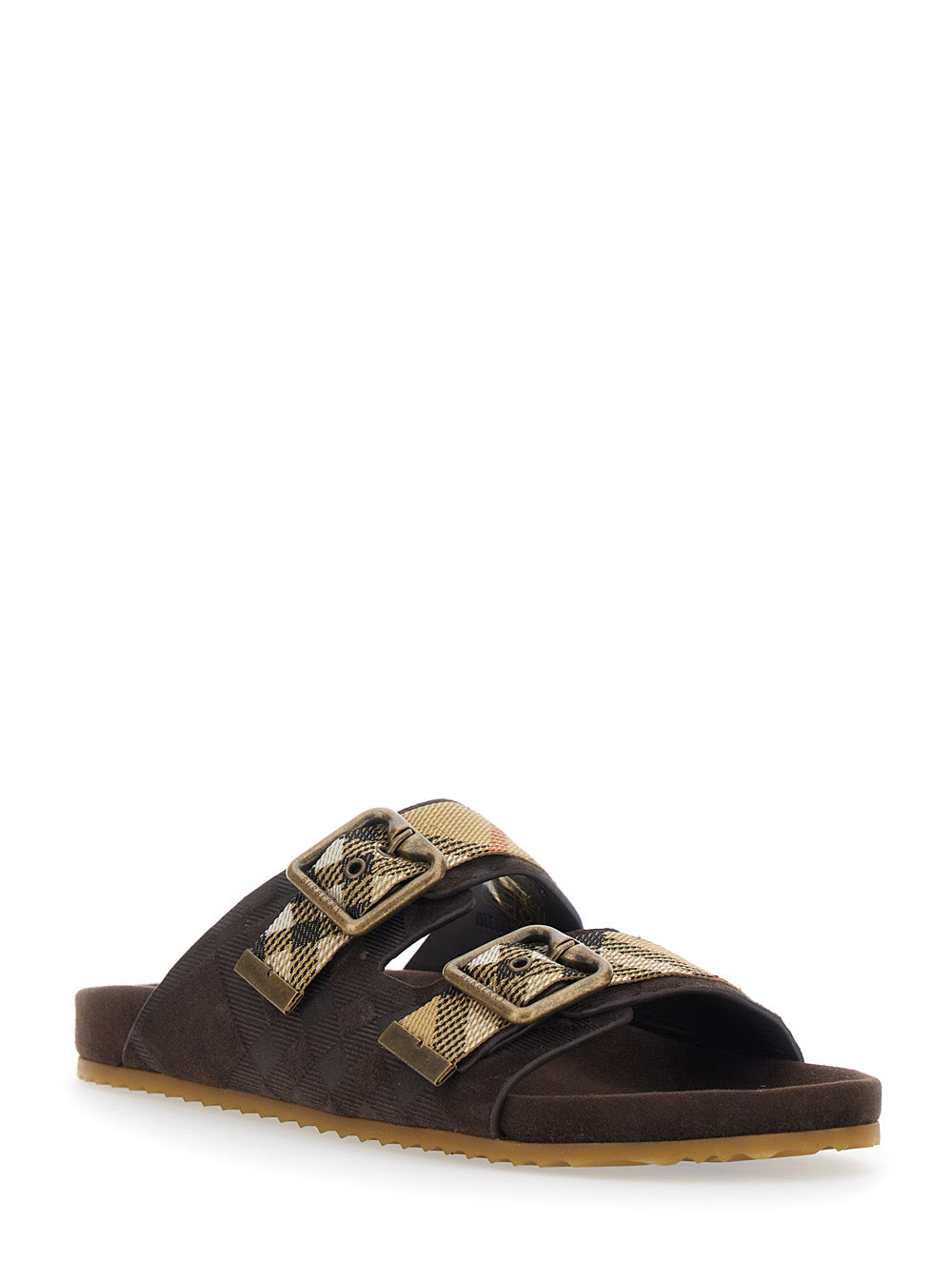 Burberry Women 'Urchin' Brown Sandals With Adjustable Buckle And Check Motif In Leather For Women BURBERRY