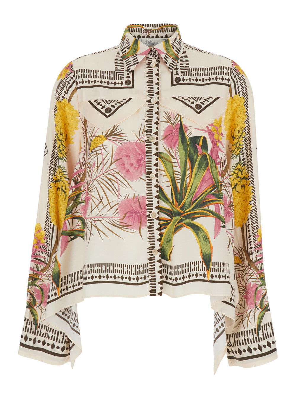 Blumarine Women Multicolor Shirt With Pointed Collar And All-Over Floral Print In Viscose For Women BLUMARINE