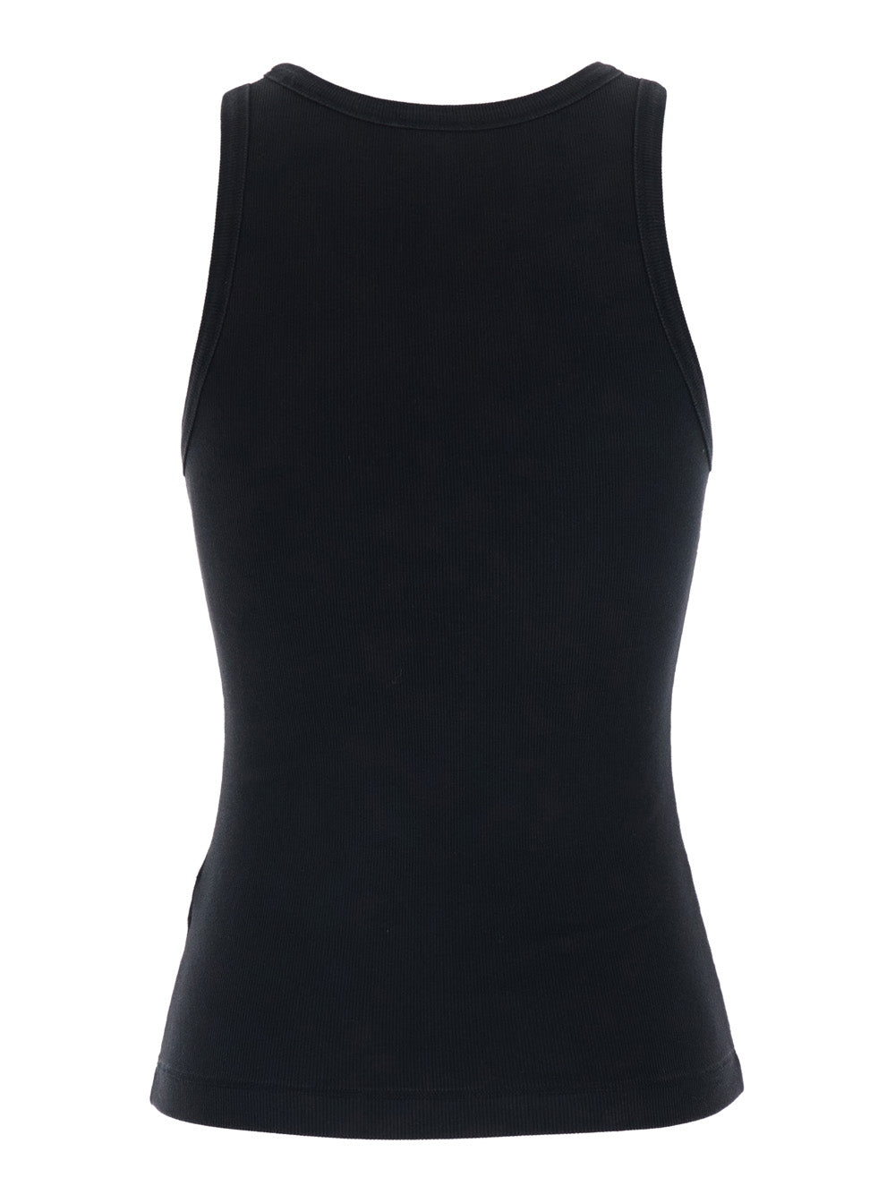 Diesel Women Top With Dlogo On The Front In Black Ribbed Cotton For Women DIESEL