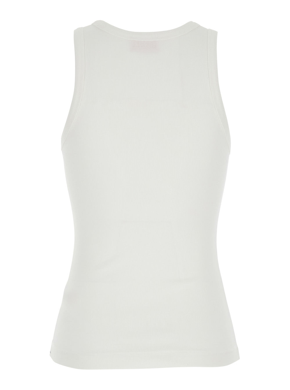 Diesel Women White Top With Dlogo On The Front In Ribbed Cotton Woman DIESEL