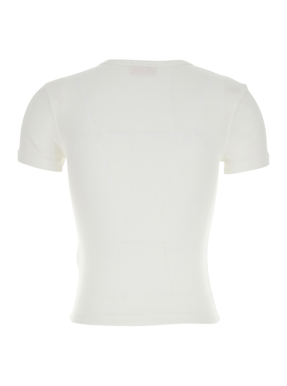 Diesel Women White T-Shirt With Logo On The Front And Ribbed Design In Cotton Woman DIESEL
