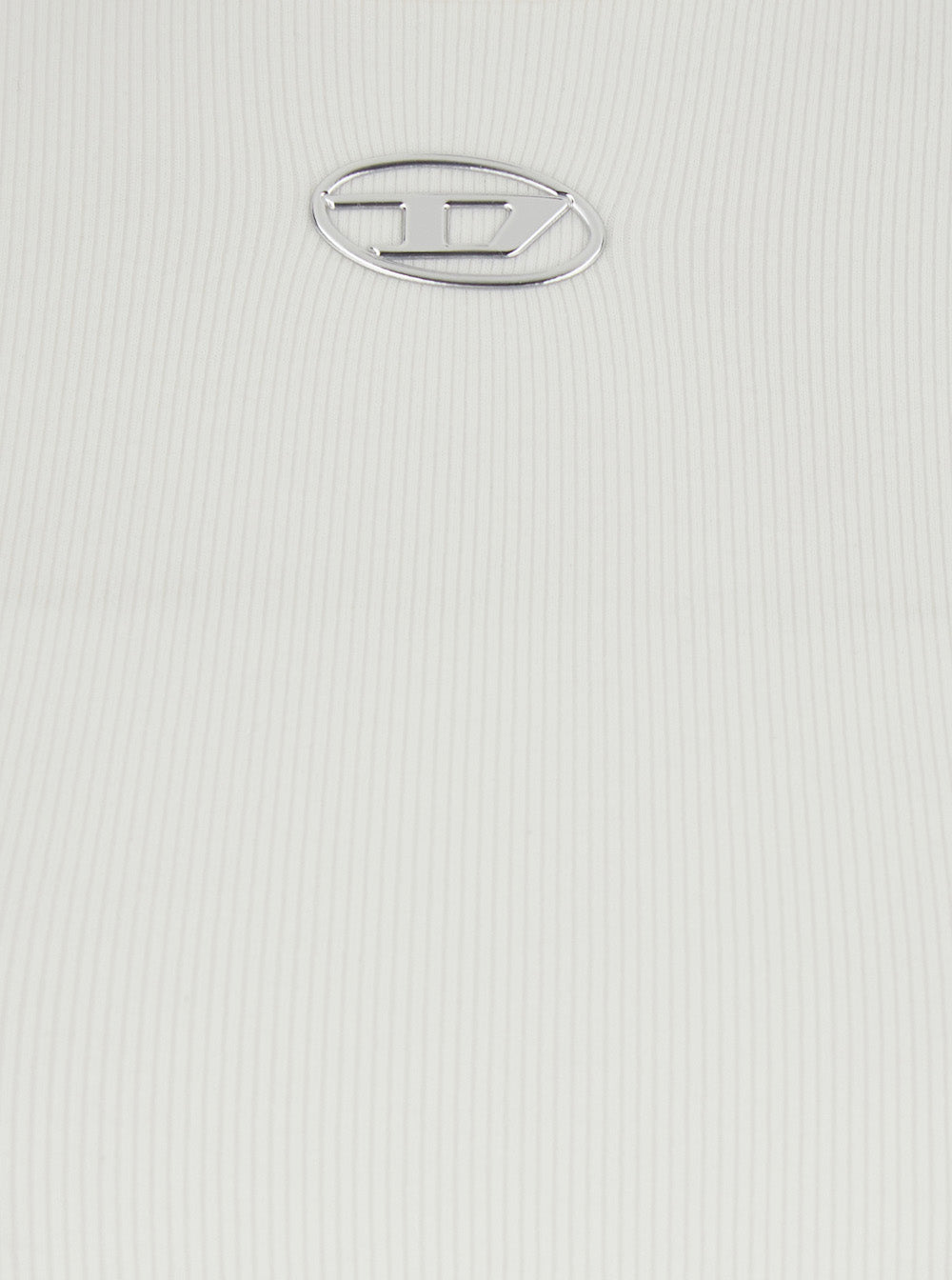 Diesel Women White T-Shirt With Logo On The Front And Ribbed Design In Cotton Woman DIESEL