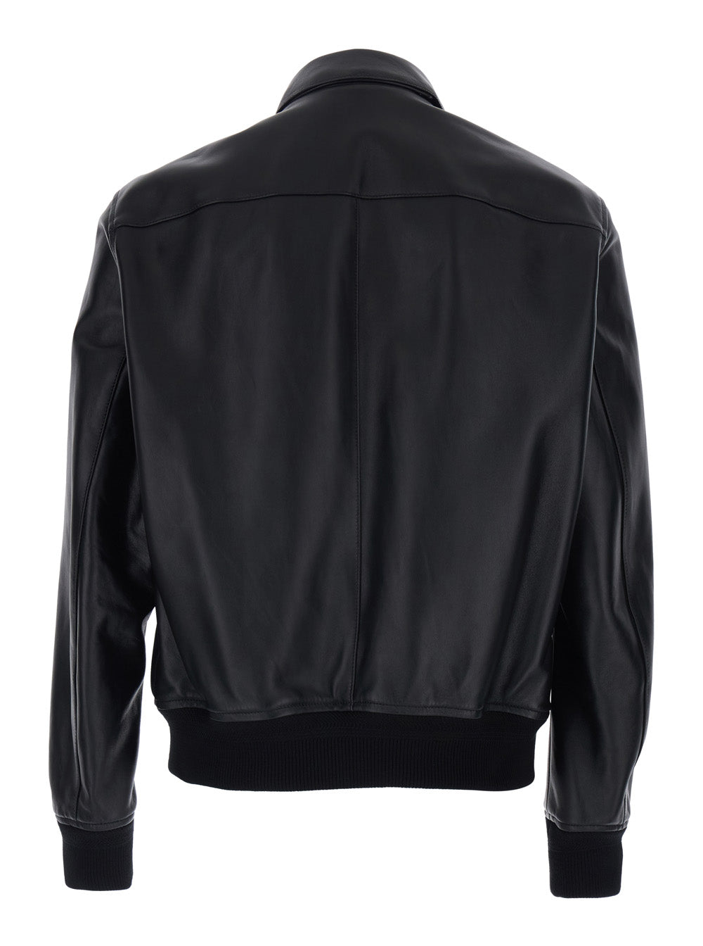 Tom Ford Men Black Jacket With Classic Collar And One Zip Pocket On The Sleeve In Leather For Men TOM FORD