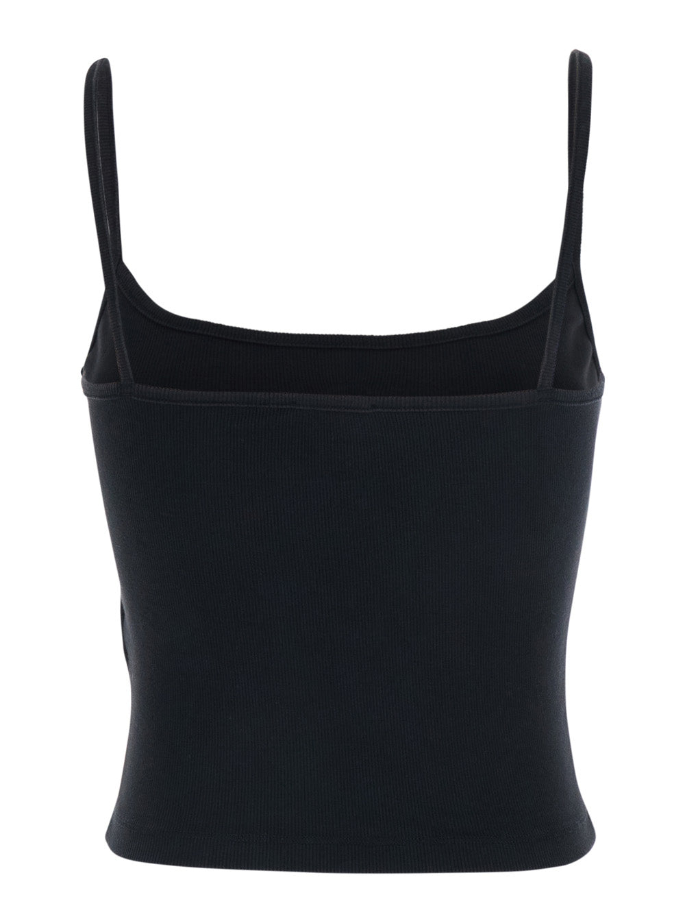 Diesel Women Black Top With Thin Straps And D-Logo Plaque On The Front In Cotton Woman DIESEL