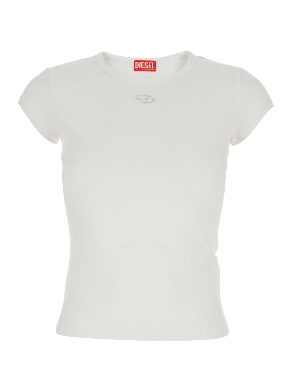 Diesel Women 'Angie' White T-Shirt With D-Logo Plaque On The Front In Cotton Woman DIESEL