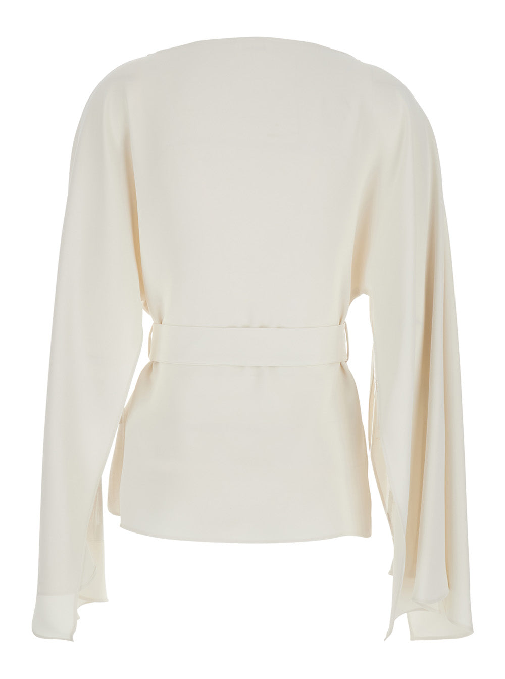 P.A.R.O.S.H. Women White Crew Neck Blouse With Bow Detail On The Front In Cady For Women P.A.R.O.S.H.