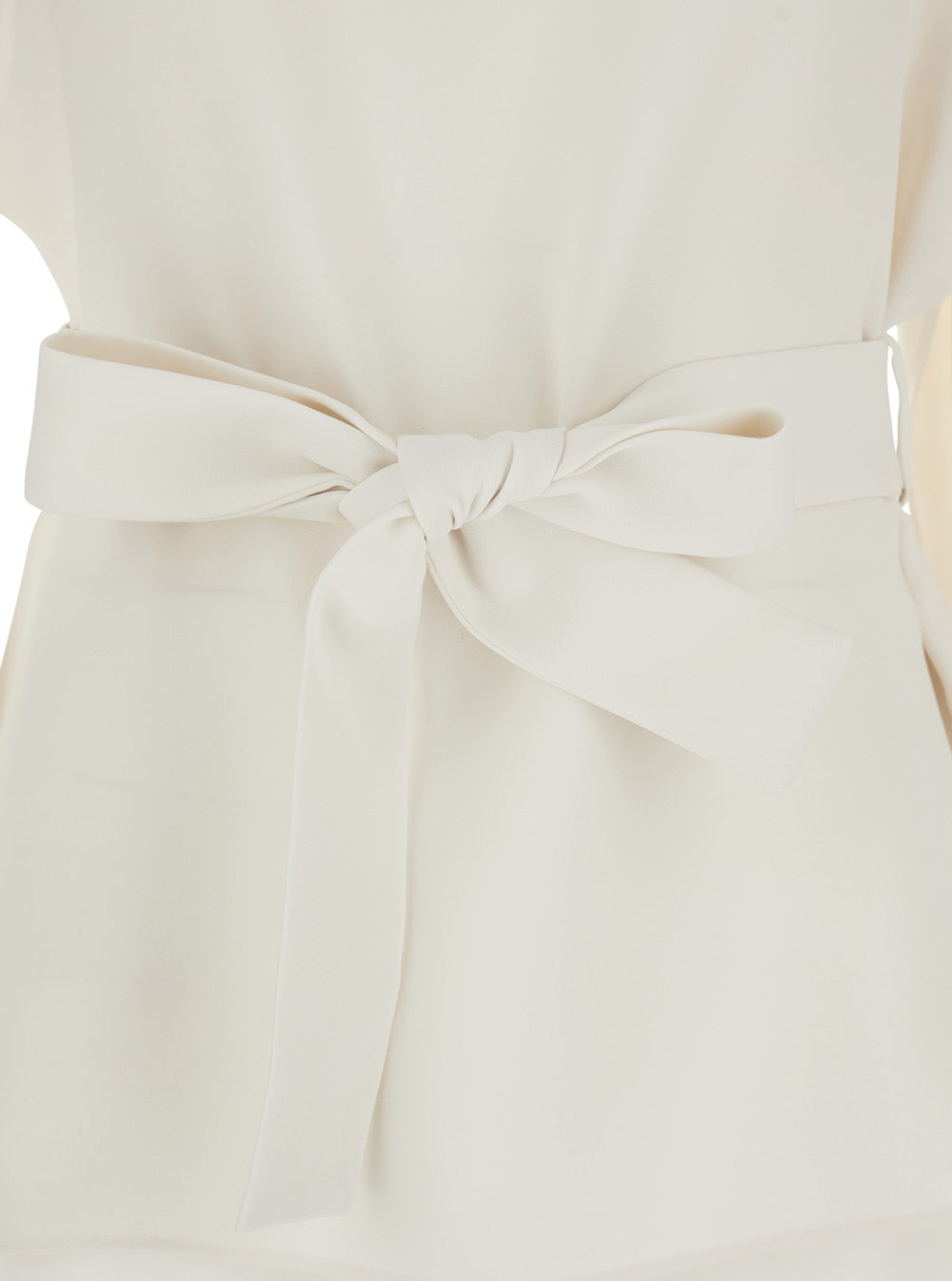 P.A.R.O.S.H. Women White Crew Neck Blouse With Bow Detail On The Front In Cady For Women P.A.R.O.S.H.