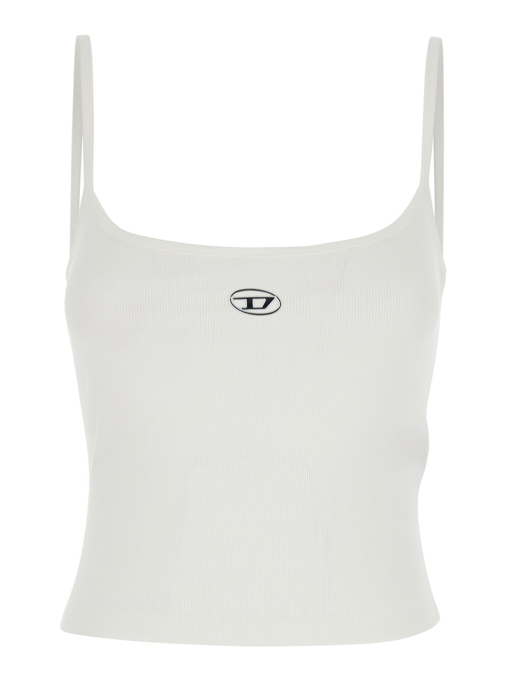 Diesel Women White Top With Thin Straps And Dlogo Plaque On The Front In Cotton Woman DIESEL