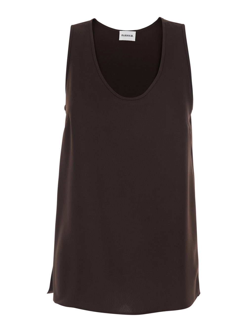 P.A.R.O.S.H. Women Sleeveless Top With Round Neck - Tech Fabric - Brown - Women P.A.R.O.S.H.