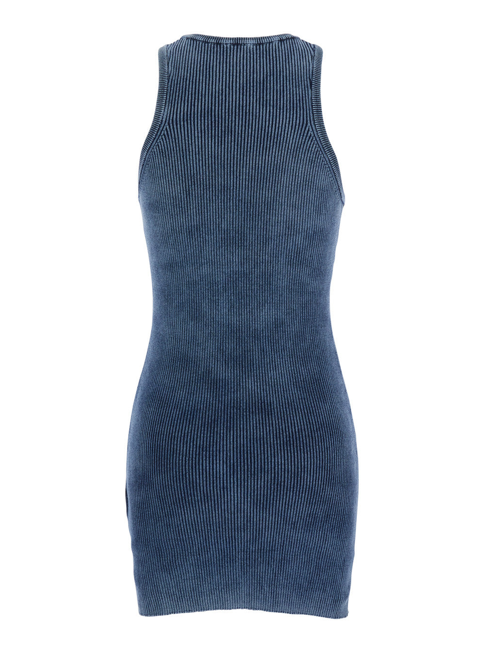 Diesel Women Blue Crewneck Sleeveless Dress With Cut-Out Logo On The Front In Cotton Woman DIESEL