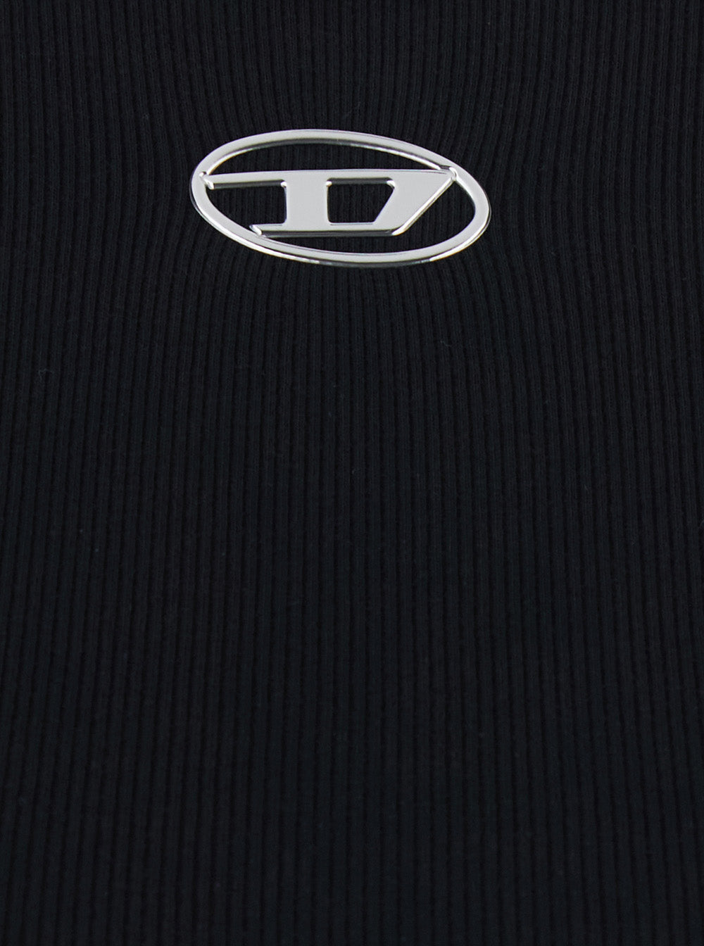 Diesel Women Black T-Shirt With Dlogo Applied On The Front In Cotton For Women DIESEL