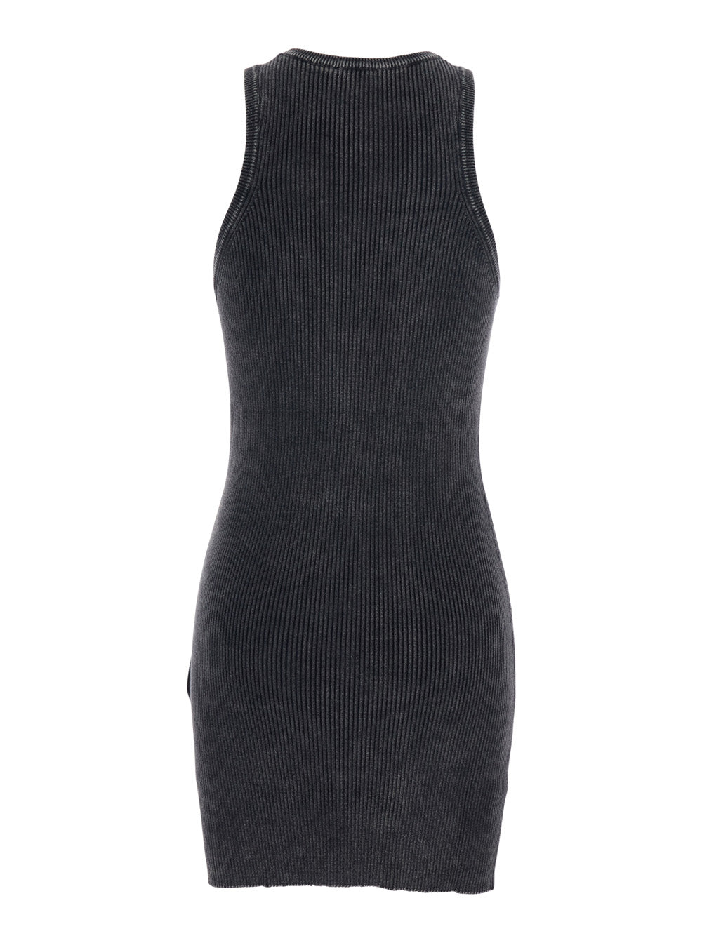 Diesel Women Black Crewneck Sleeveless Dress With Cut-Out Logo On The Front In Cotton Woman DIESEL