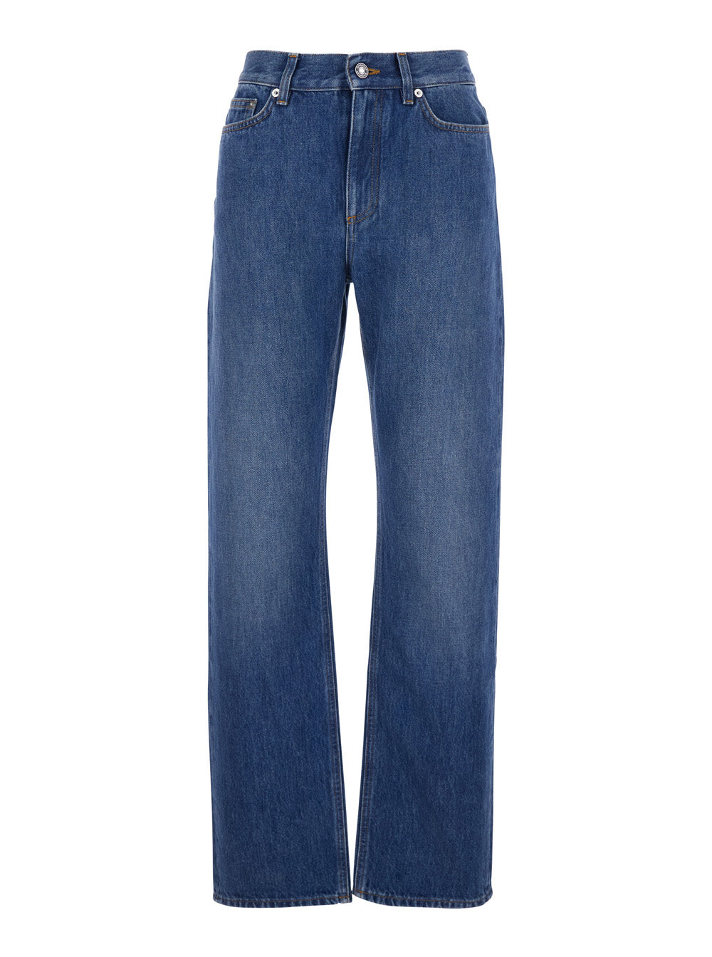 Givenchy Women Blue Pants With Belt Loops And Logo Patch On The Rear In Denim Woman GIVENCHY