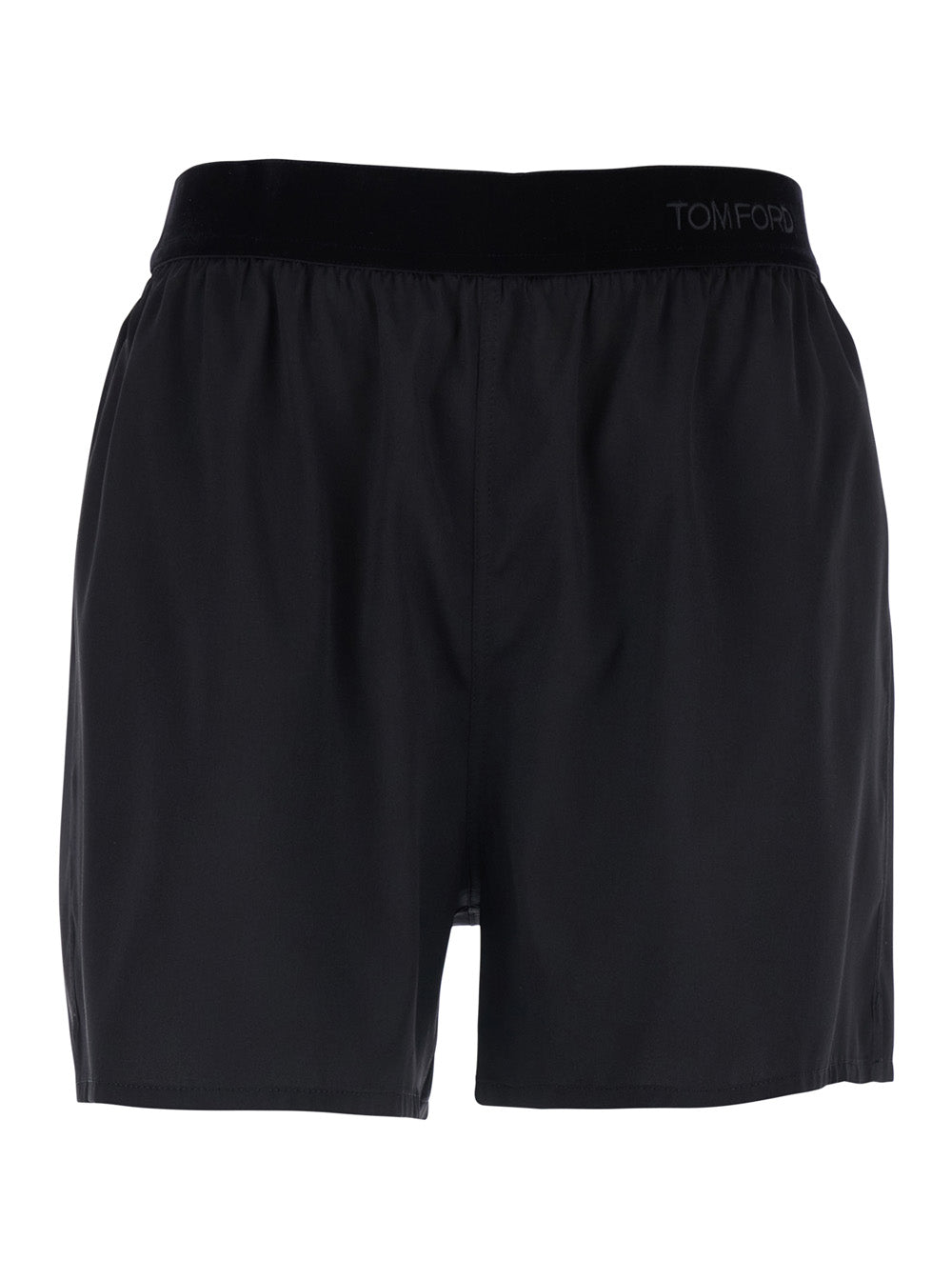Tom Ford Women Black Shorts With Elastic Waist With Logo Lettering In Silk Stretch Woman TOM FORD