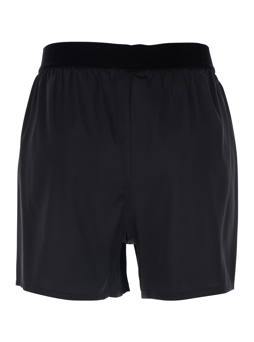 Tom Ford Women Black Shorts With Elastic Waist With Logo Lettering In Silk Stretch Woman TOM FORD