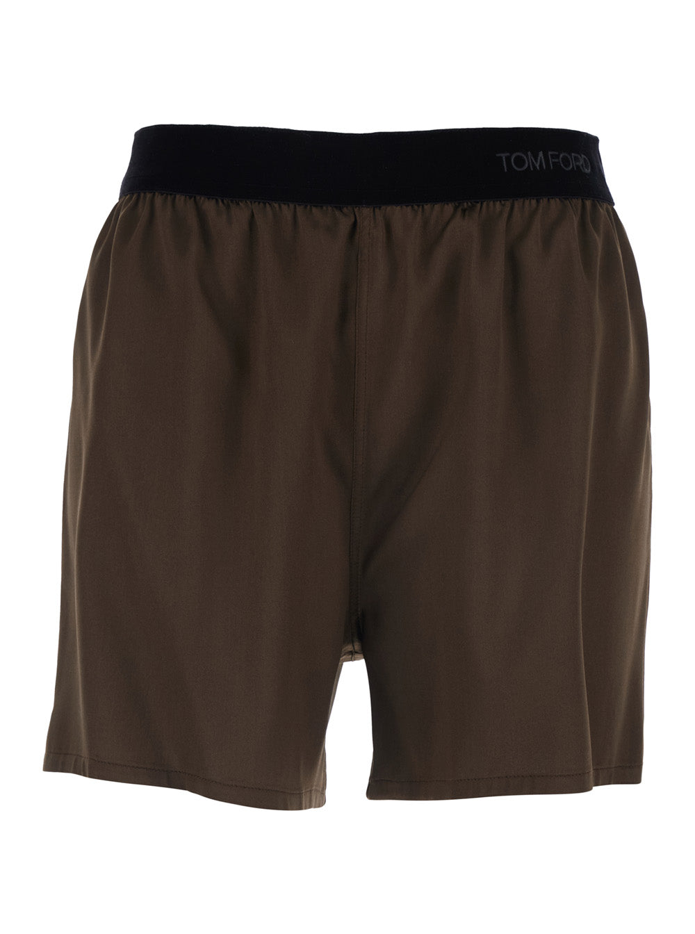 Tom Ford Women Brown Shorts With Elastic Waist With Logo Lettering In Silk Stretch Woman TOM FORD