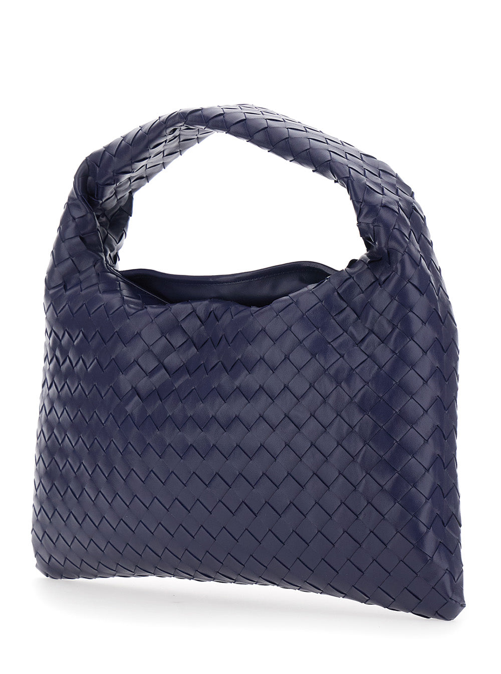 Bottega Veneta Women 'Hop' Blue Shoulder Bag With Intreccio Motif In Leather Woman BOTTEGA VENETA