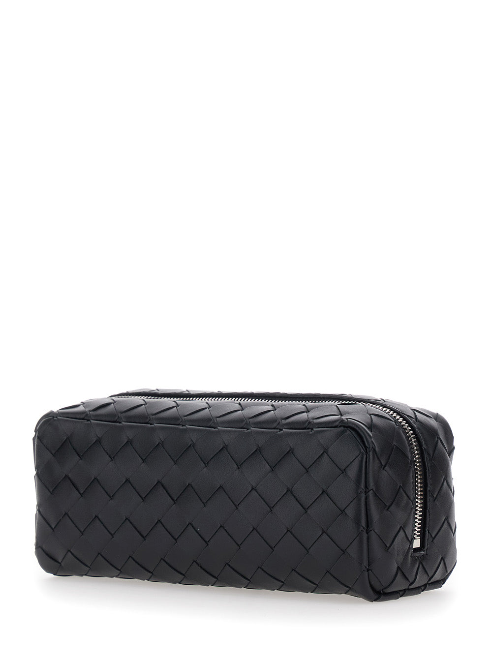 Bottega Veneta Men 'Avenue' Black Clutch Bag With All-Over Intreccio Motif In Leather Man BOTTEGA VENETA