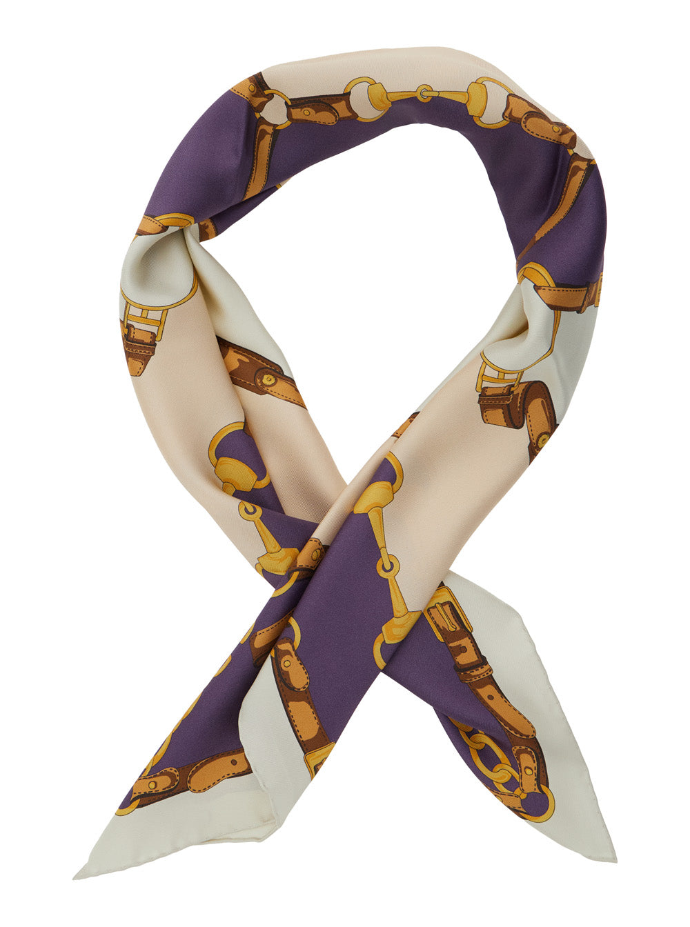 Gucci Women Blue Square Scarf With Chain Print And Logo Lettering In Silk Woman GUCCI