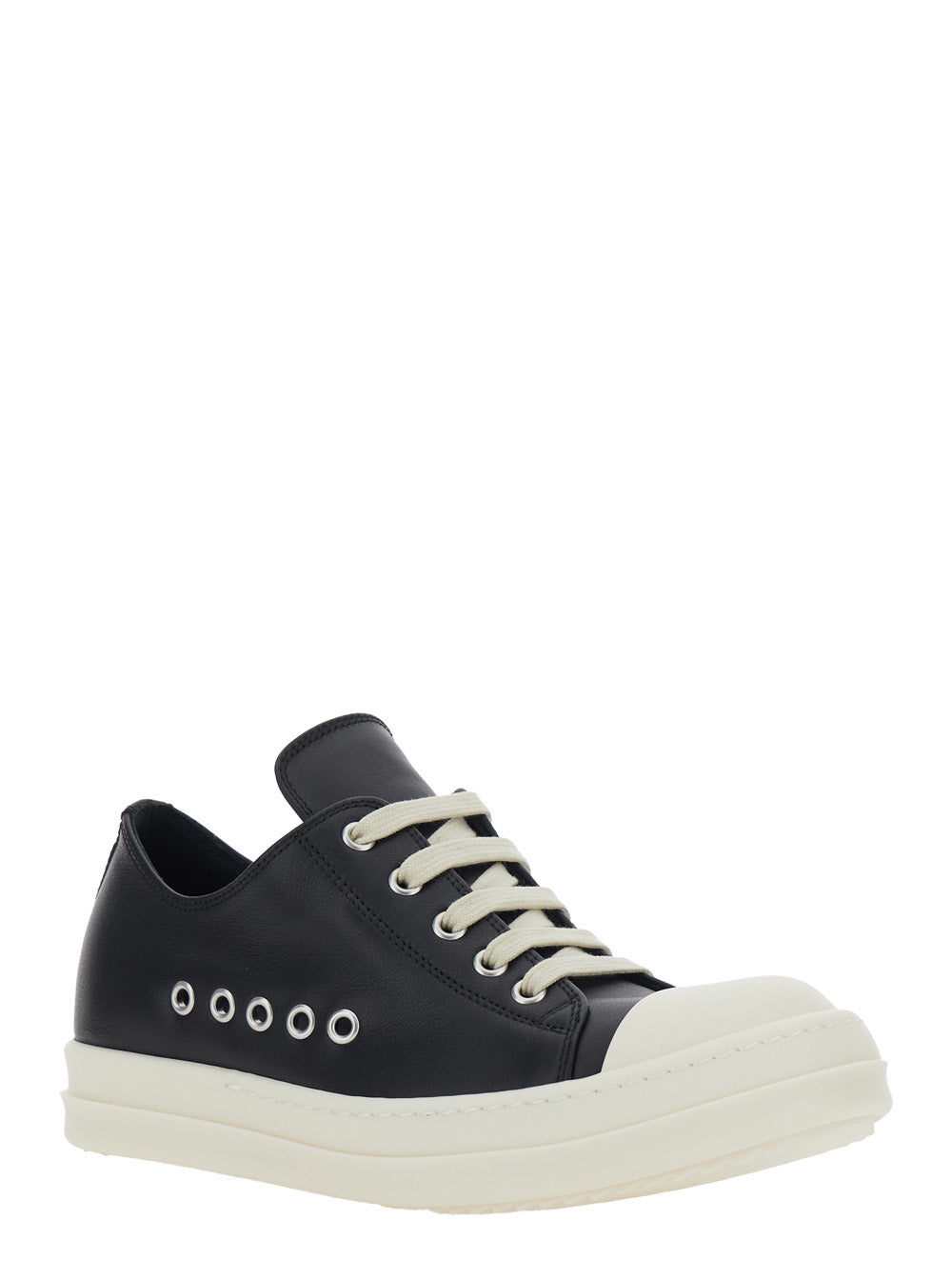 Rick Owens Women Black Low Top Sneakers With Round Toe In Leather Woman RICK OWENS