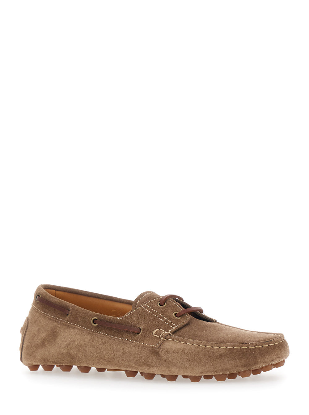 Tod's Men Loafers 'Bubble Gommino' With Contrast Stitching In Brown Suede For Men TOD'S
