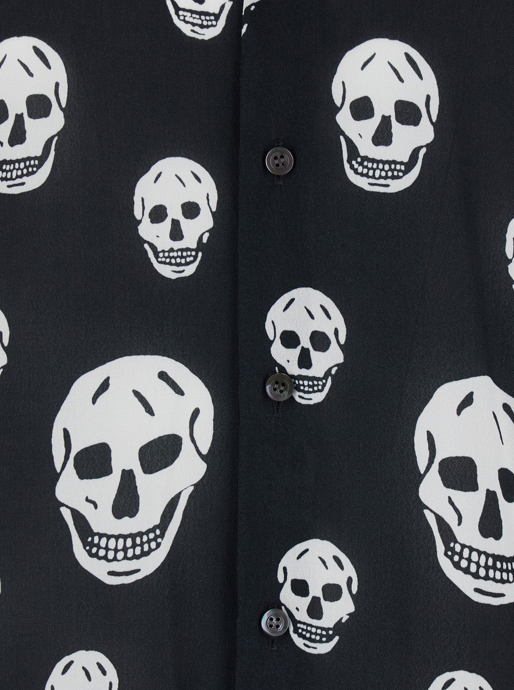 Alexander Mcqueen Men Black Pointed Collar Shirt With All-Over Skull Print For Men ALEXANDER MCQUEEN