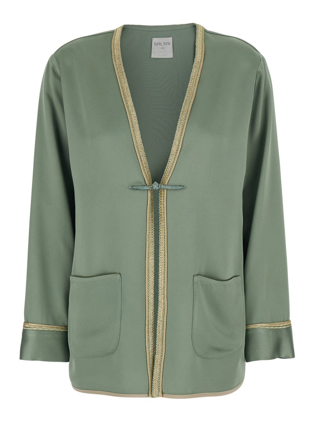 Forte_Forte Women Green Jacket With Toggle Closure On The Front And Contrasting Trim In Viscose Blend Woman FORTE FORTE