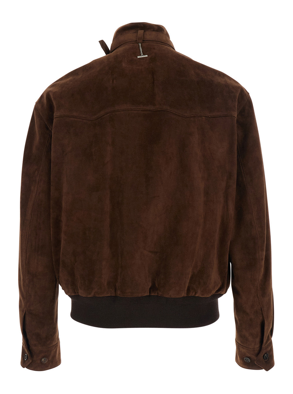 Alexander Mcqueen Men Brown Jacket With Belted Collar And Chain With T-Back Detail In Suede Man ALEXANDER MCQUEEN