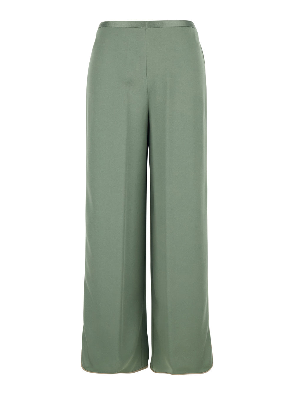 Forte_Forte Women Green Pants With Rear Elastic Waist And Wide Leg In Viscose Blend Woman FORTE FORTE