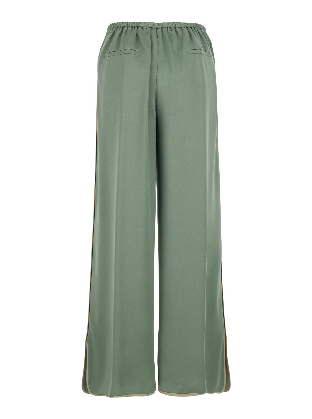 Forte_Forte Women Green Pants With Rear Elastic Waist And Wide Leg In Viscose Blend Woman FORTE FORTE