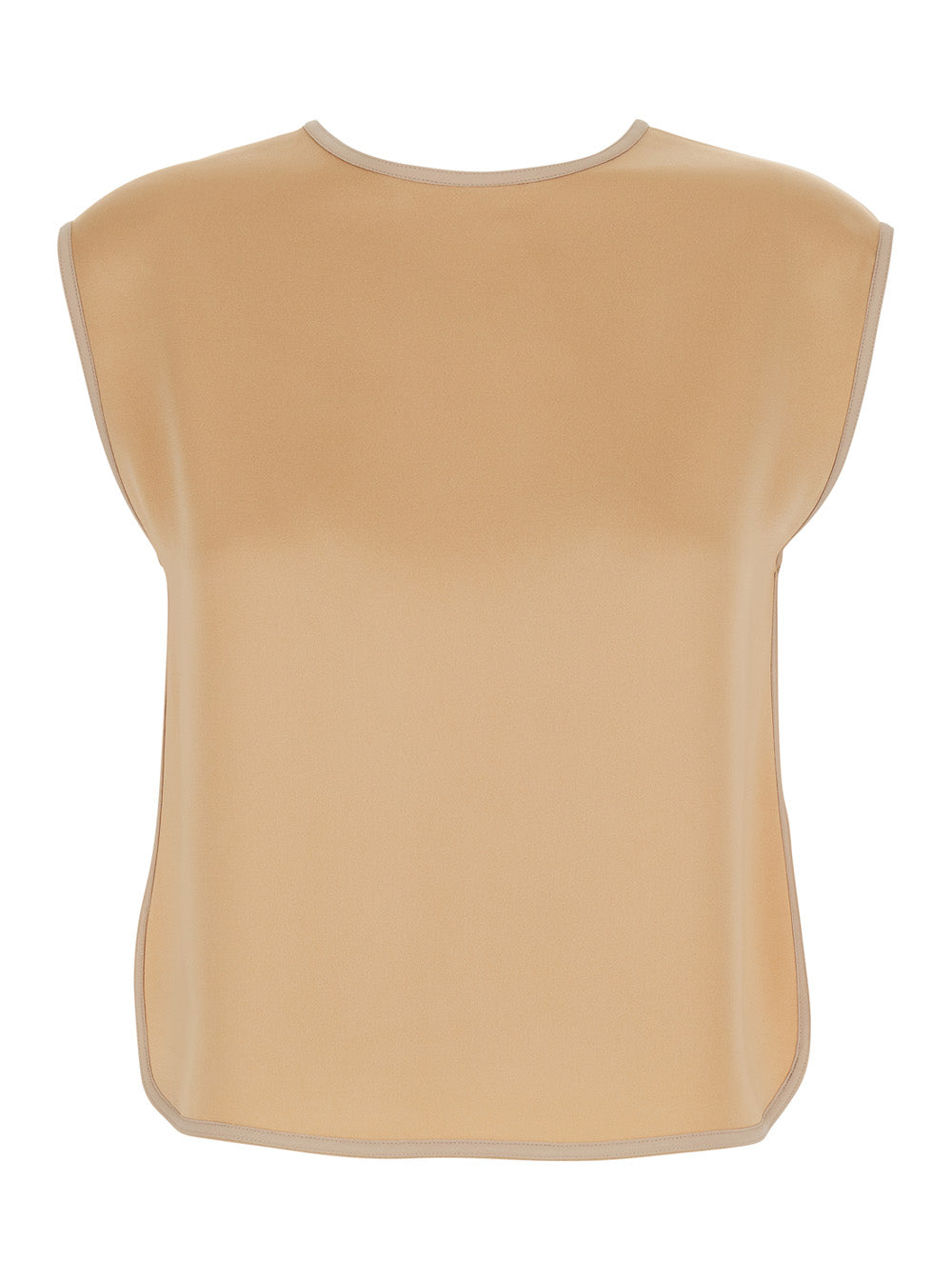 Forte_Forte Women Beige Sleeveless Top With V-Neck On The Back In Viscose Blend Women FORTE FORTE