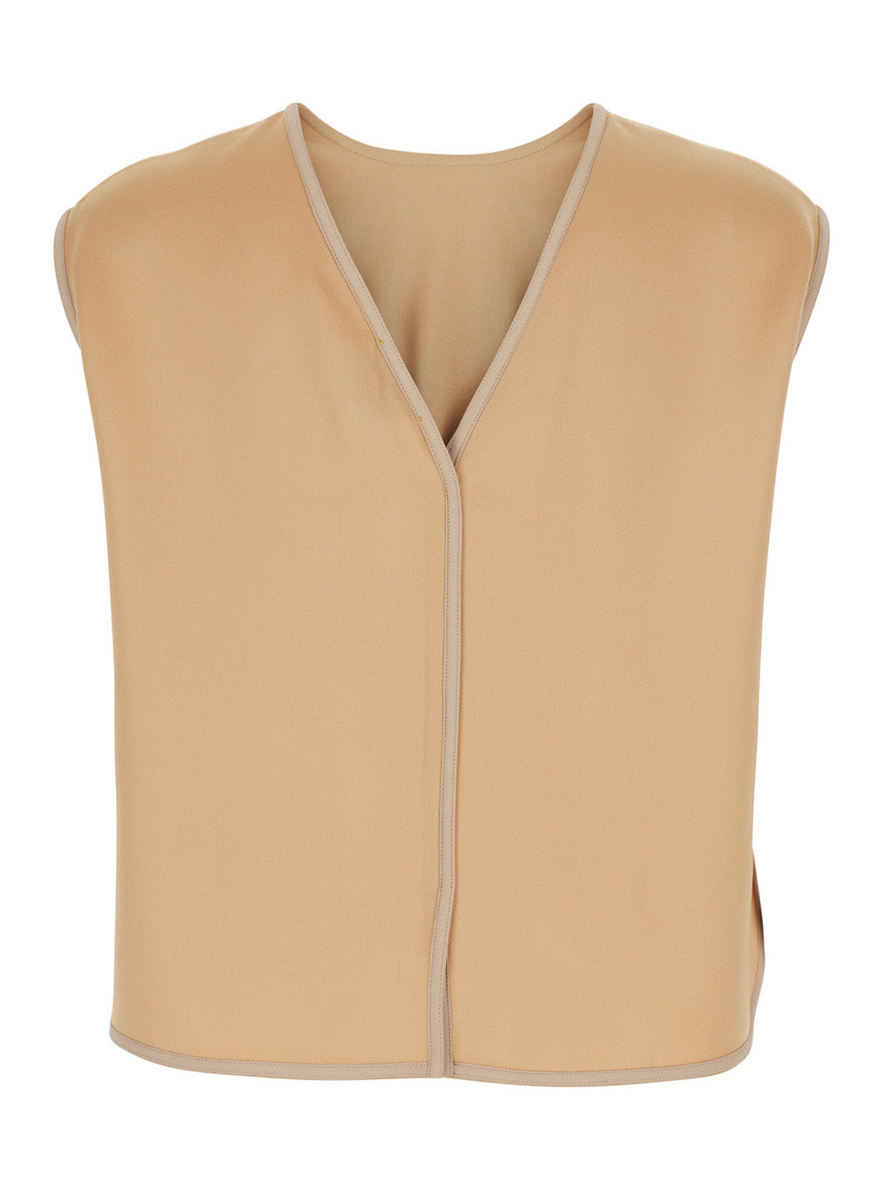 Forte_Forte Women Beige Sleeveless Top With V-Neck On The Back In Viscose Blend Women FORTE FORTE