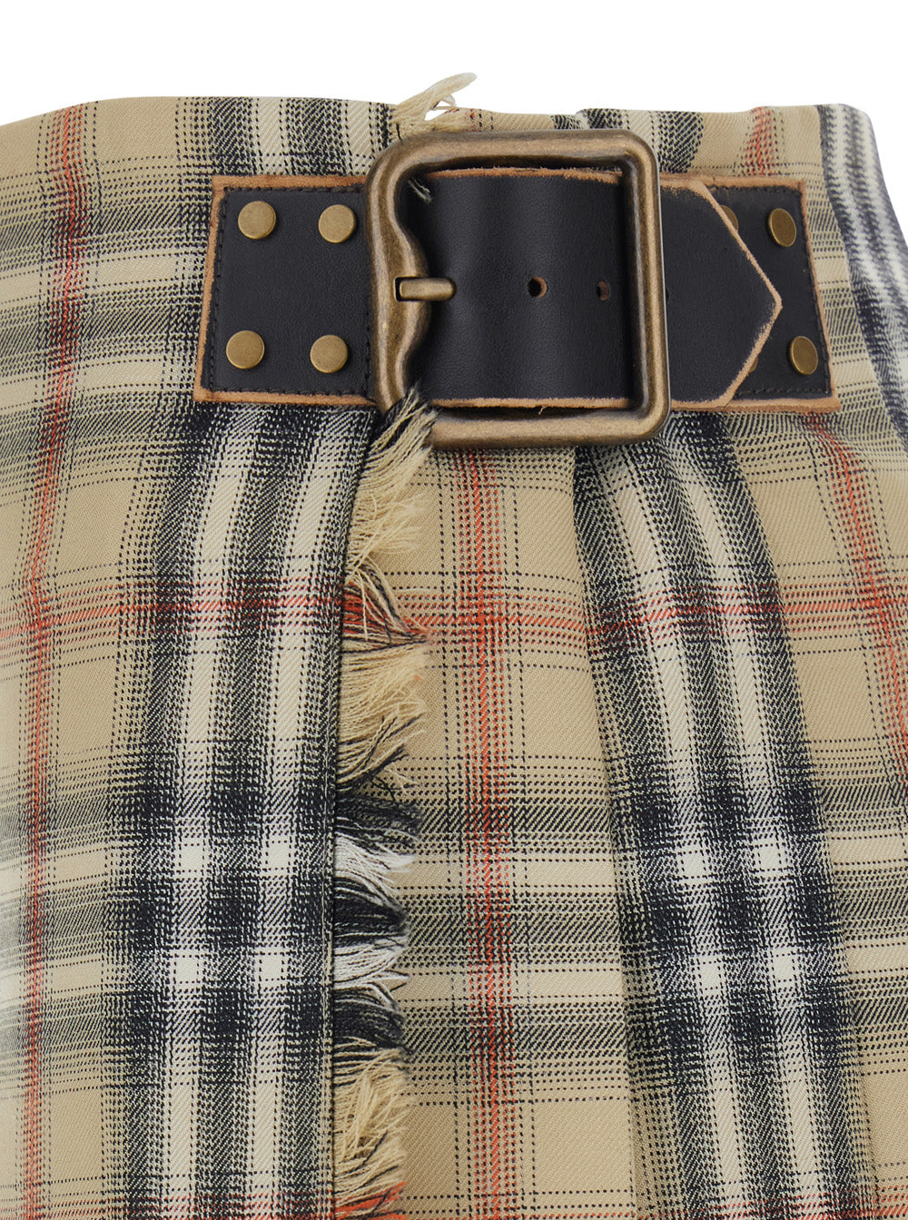 Burberry Women Beige Skirt With Adjustable Belt And All-Over Check Motif In Wool For Women BURBERRY