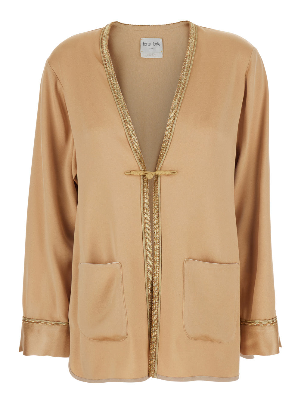Forte_Forte Women Beige Women's Jacket With Contrast Finishes And Hook Closure In Viscose Blend FORTE FORTE
