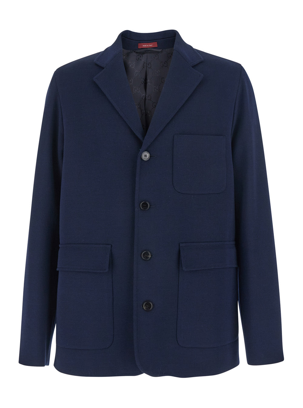 Gucci Men Blue Jacket With Classic Lapels And Front Patch Pockets In Cotton Man GUCCI
