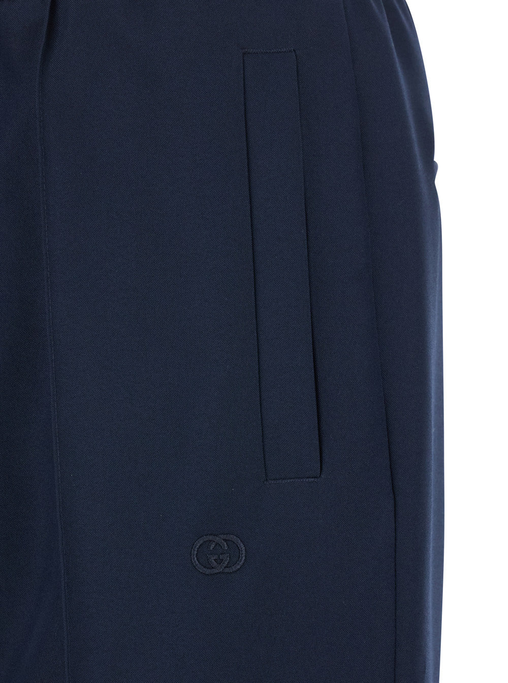 Gucci Men Blue Trousers With Elasticated Waist And Web Detail On The Back In Tech Fabric Man GUCCI