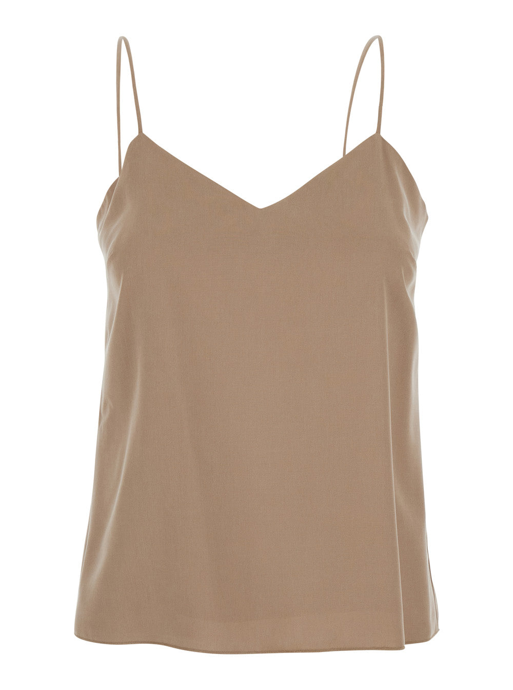Max Mara Women 'Umbia' Beige Silk Top With Thin Straps And V-Neck On The Front Woman MAX MARA