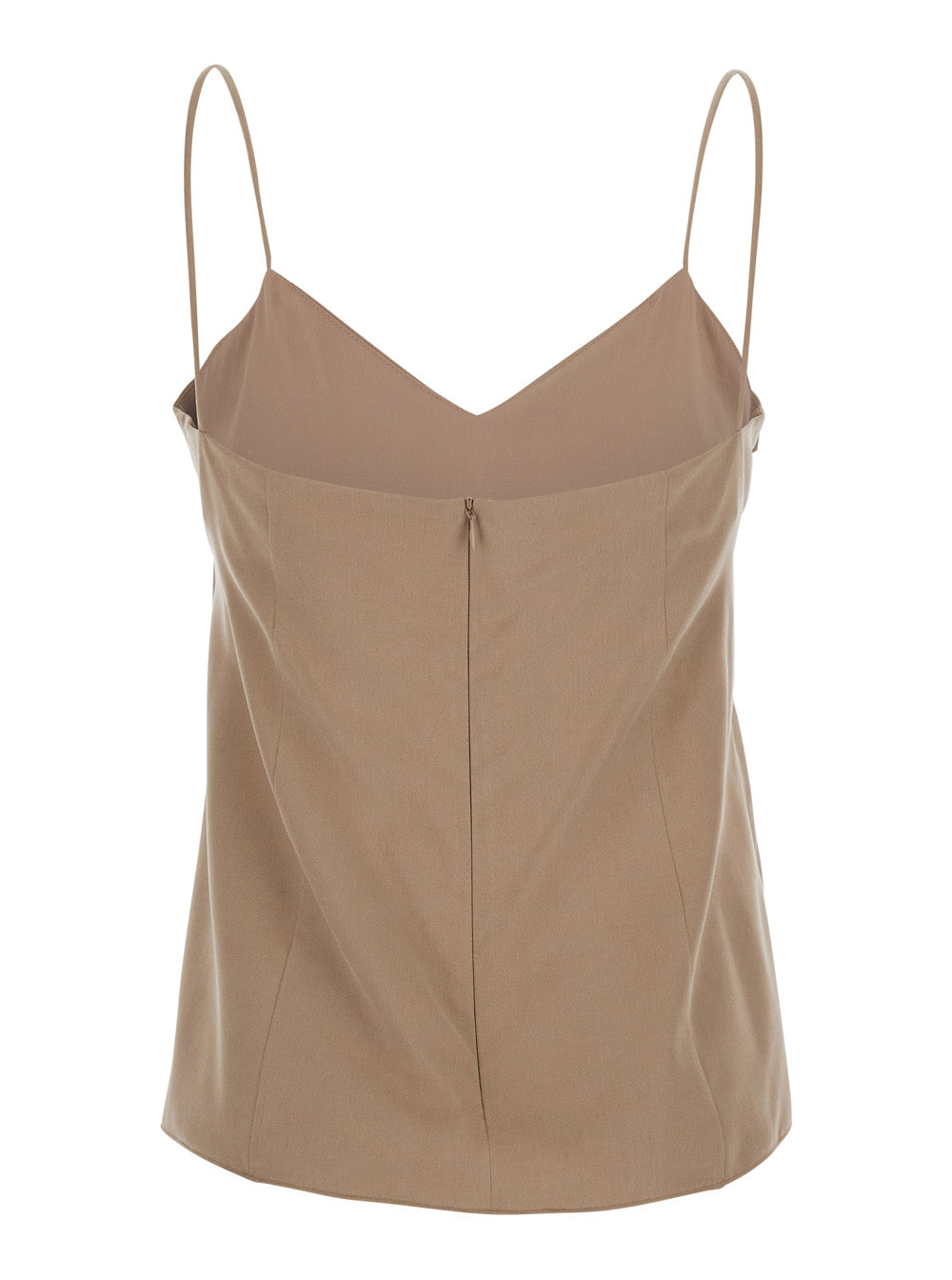 Max Mara Women 'Umbia' Beige Silk Top With Thin Straps And V-Neck On The Front Woman MAX MARA