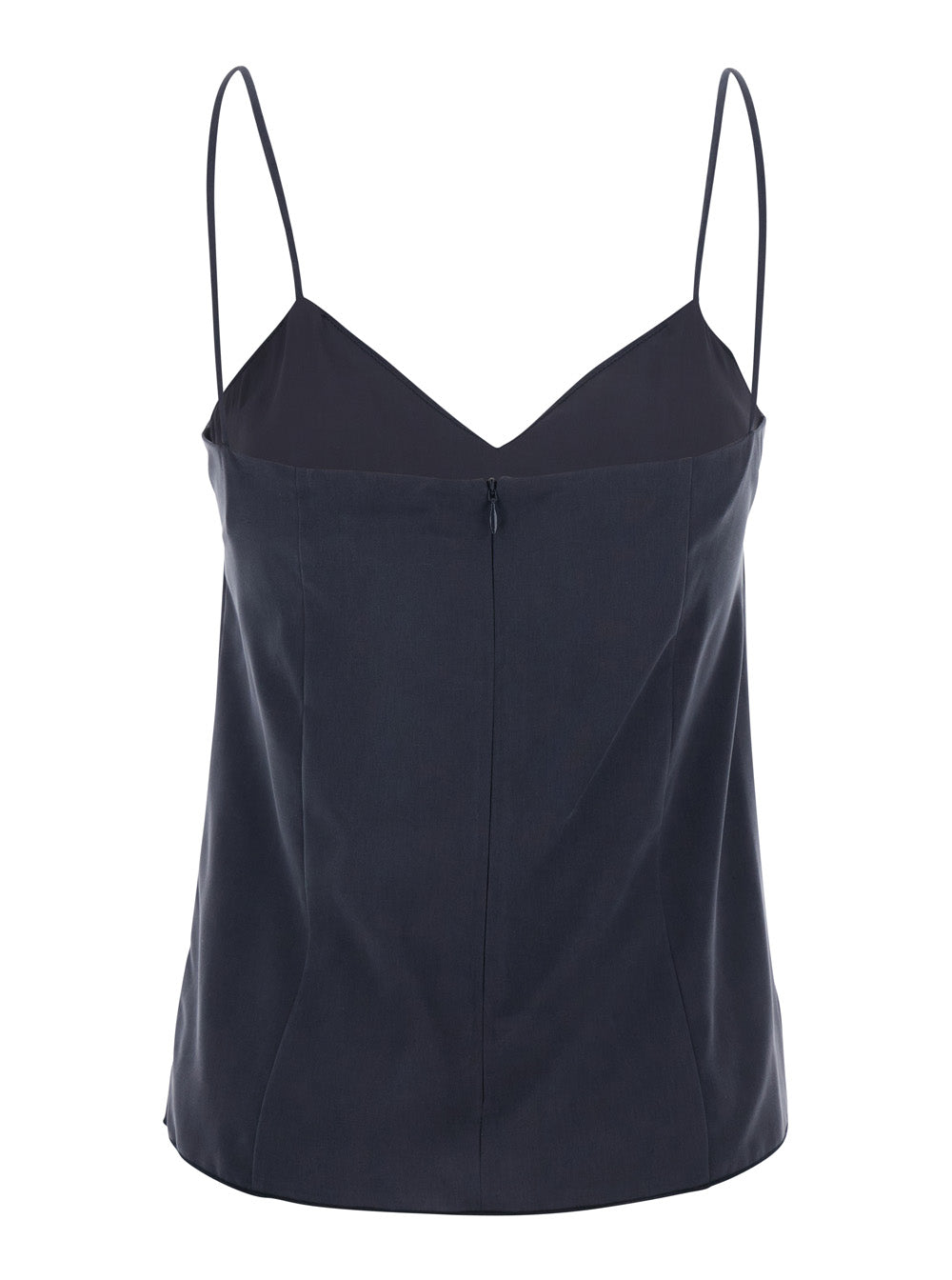 Max Mara Women 'Umbia' Blue Silk Top With Thin Straps And V-Neck On The Front Woman MAX MARA
