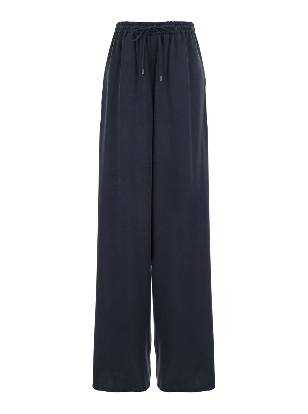 Max Mara Women Blue Pants With Elastic Waist With Drawstring In Silk Woman MAX MARA