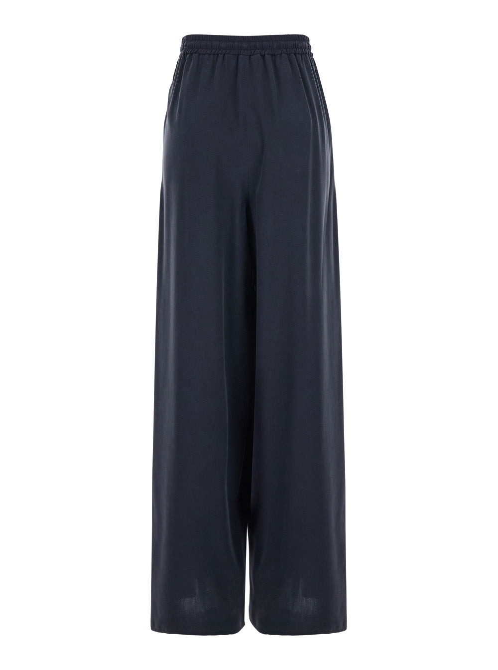 Max Mara Women Blue Pants With Elastic Waist With Drawstring In Silk Woman MAX MARA