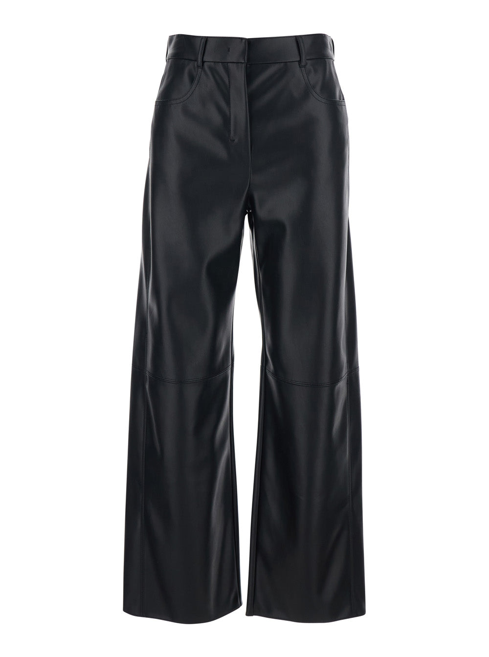 'S Maxmara Women Black Pants With Belt Loops And Applied Pockets On The Back In Ecoleather For Women S MAX MARA