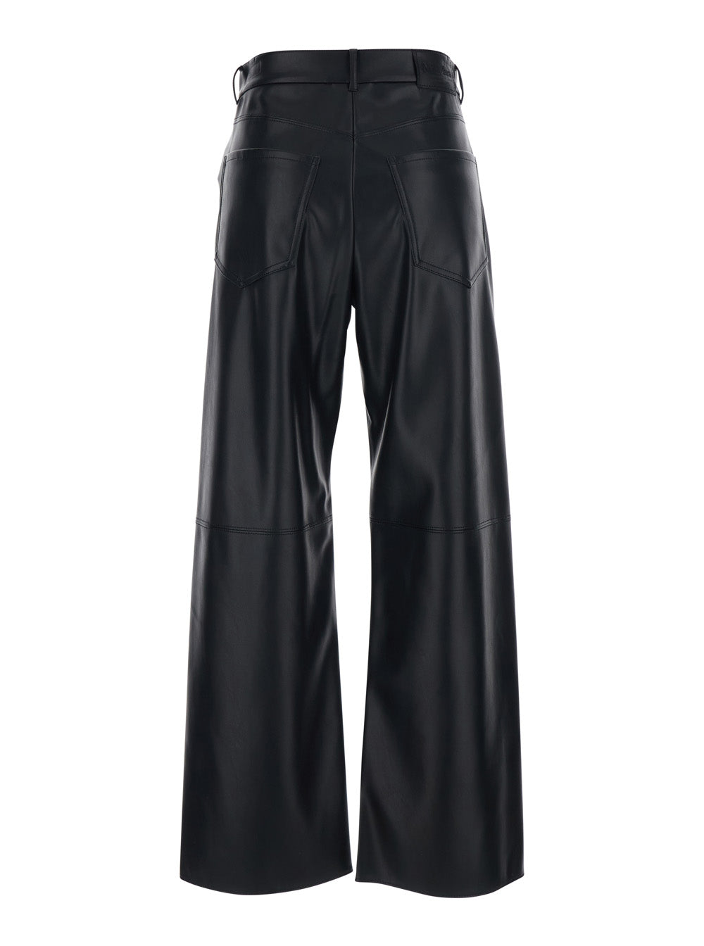 'S Maxmara Women Black Pants With Belt Loops And Applied Pockets On The Back In Ecoleather For Women S MAX MARA
