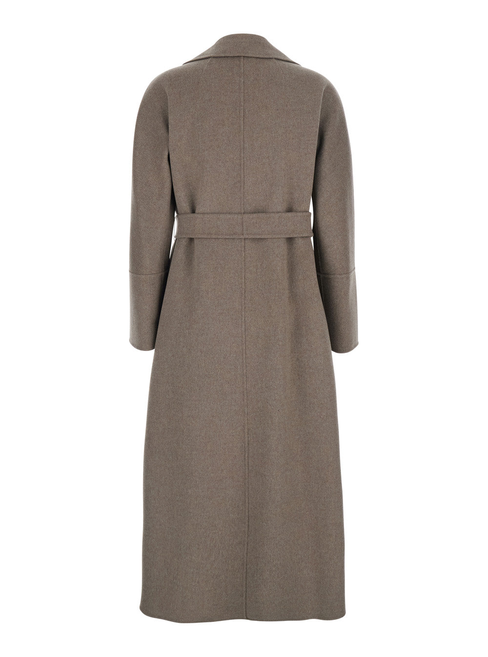 'S Maxmara Women 'Elisa' Brown Coat With Wide Notched Revers And Waist Belt In Wool For Women S MAX MARA