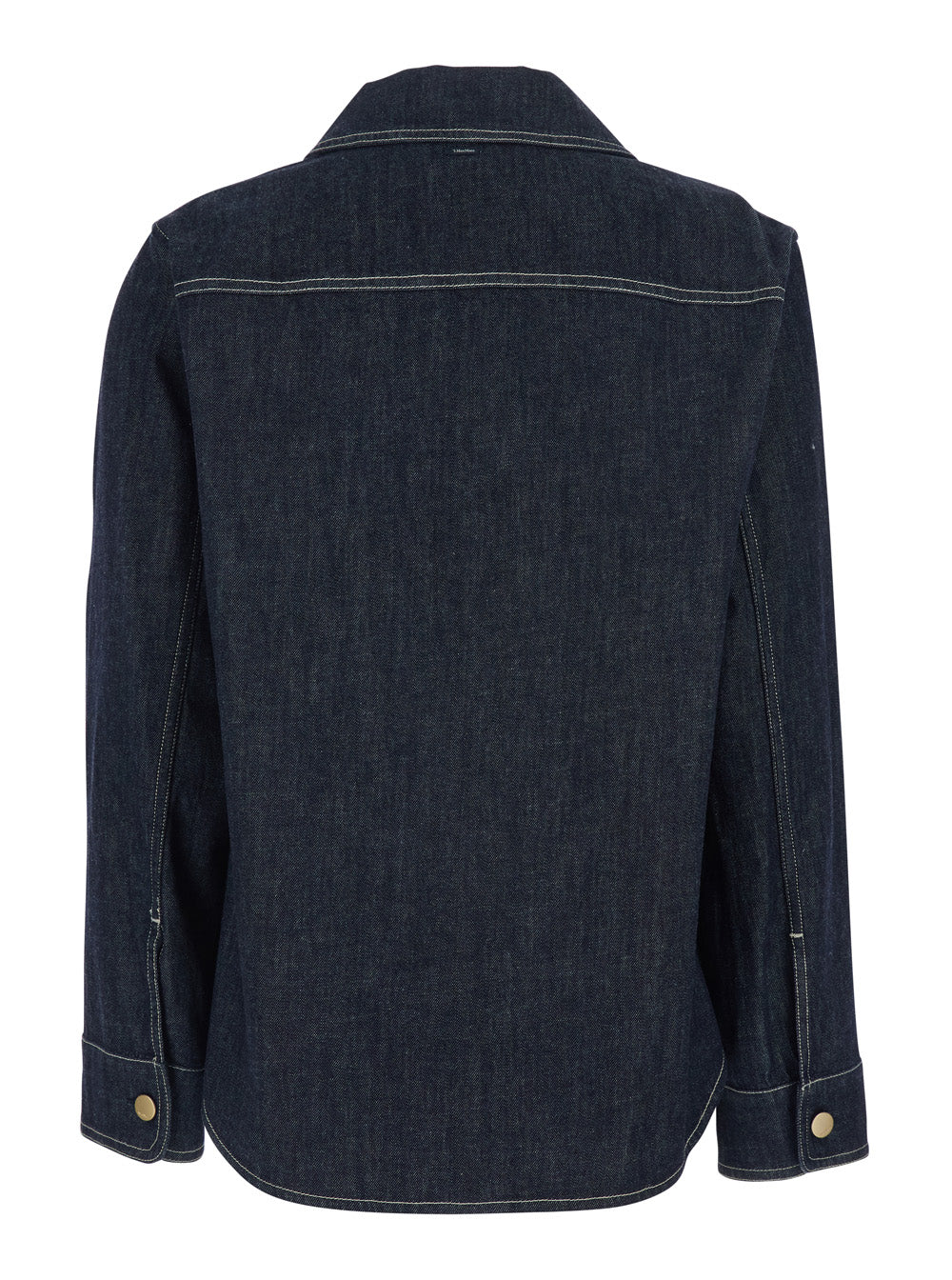 'S Maxmara Women 'Enfasi' Blue Long-Sleeved Shirt With Wide Classic Collar And Chest Pocket In Denim Women S MAX MARA
