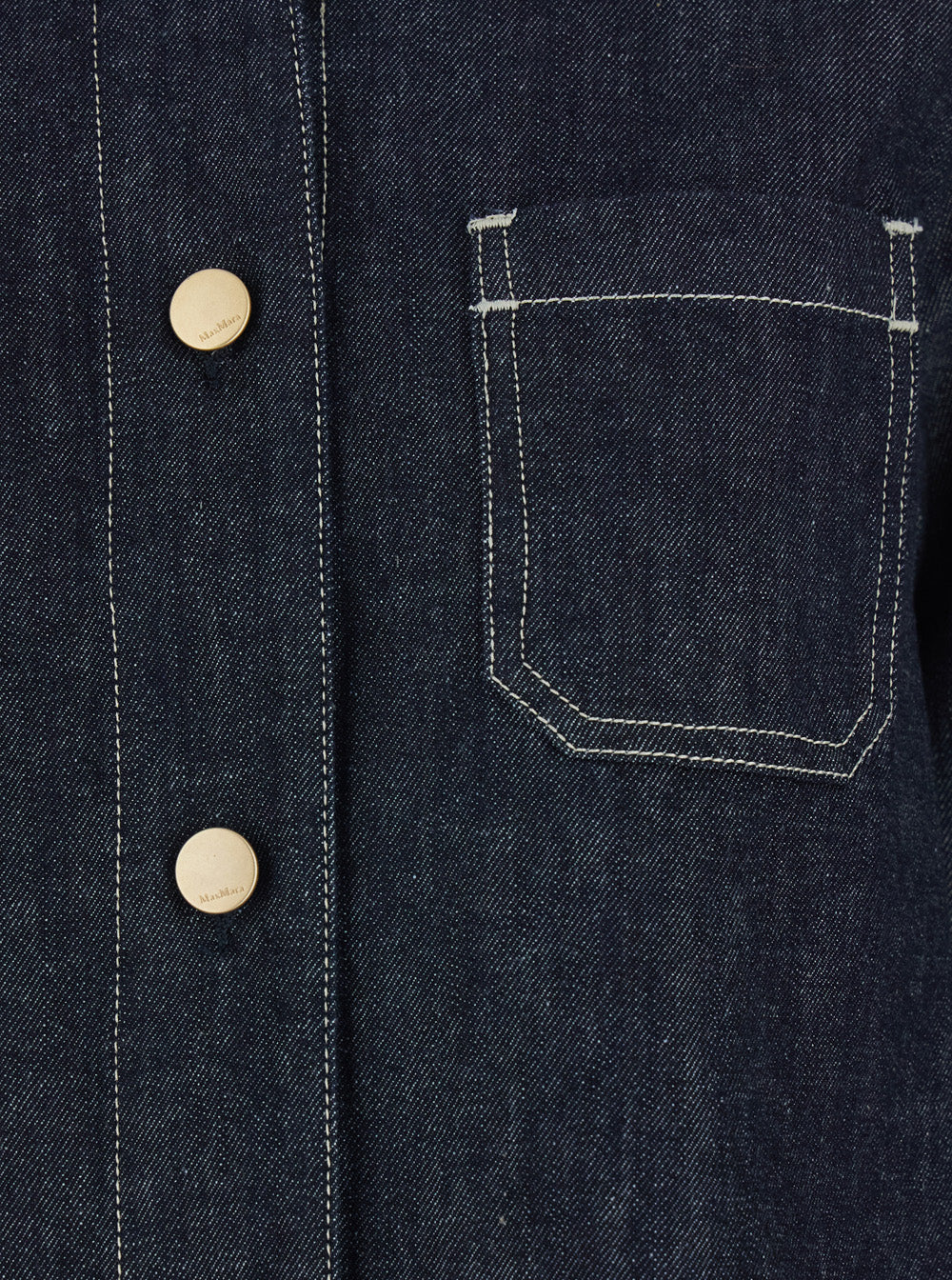 'S Maxmara Women 'Enfasi' Blue Long-Sleeved Shirt With Wide Classic Collar And Chest Pocket In Denim Women S MAX MARA