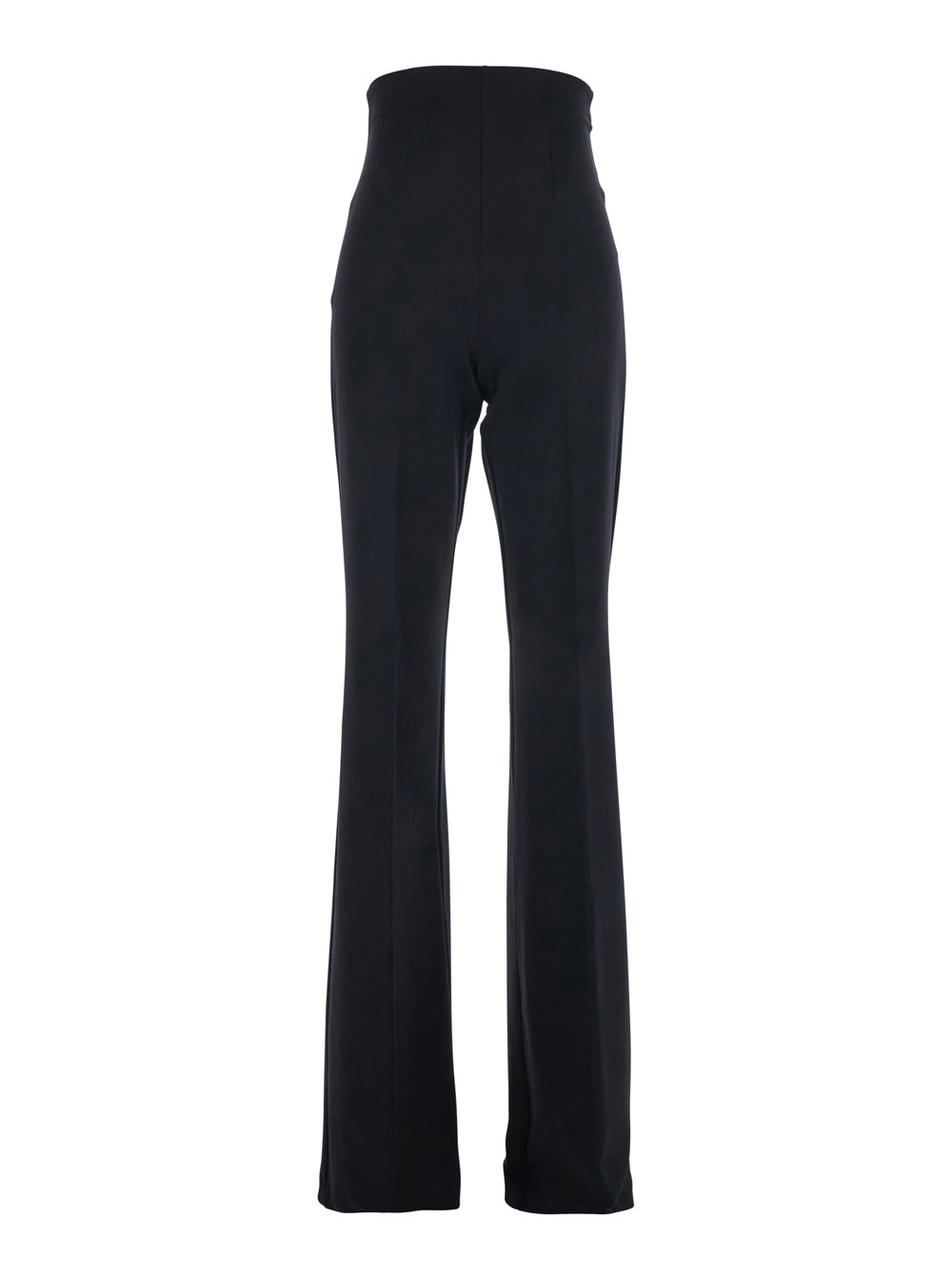 Sportmax Women Black High-Waisted Trousers With Back Patch Pockets In Fabric Woman SPORTMAX