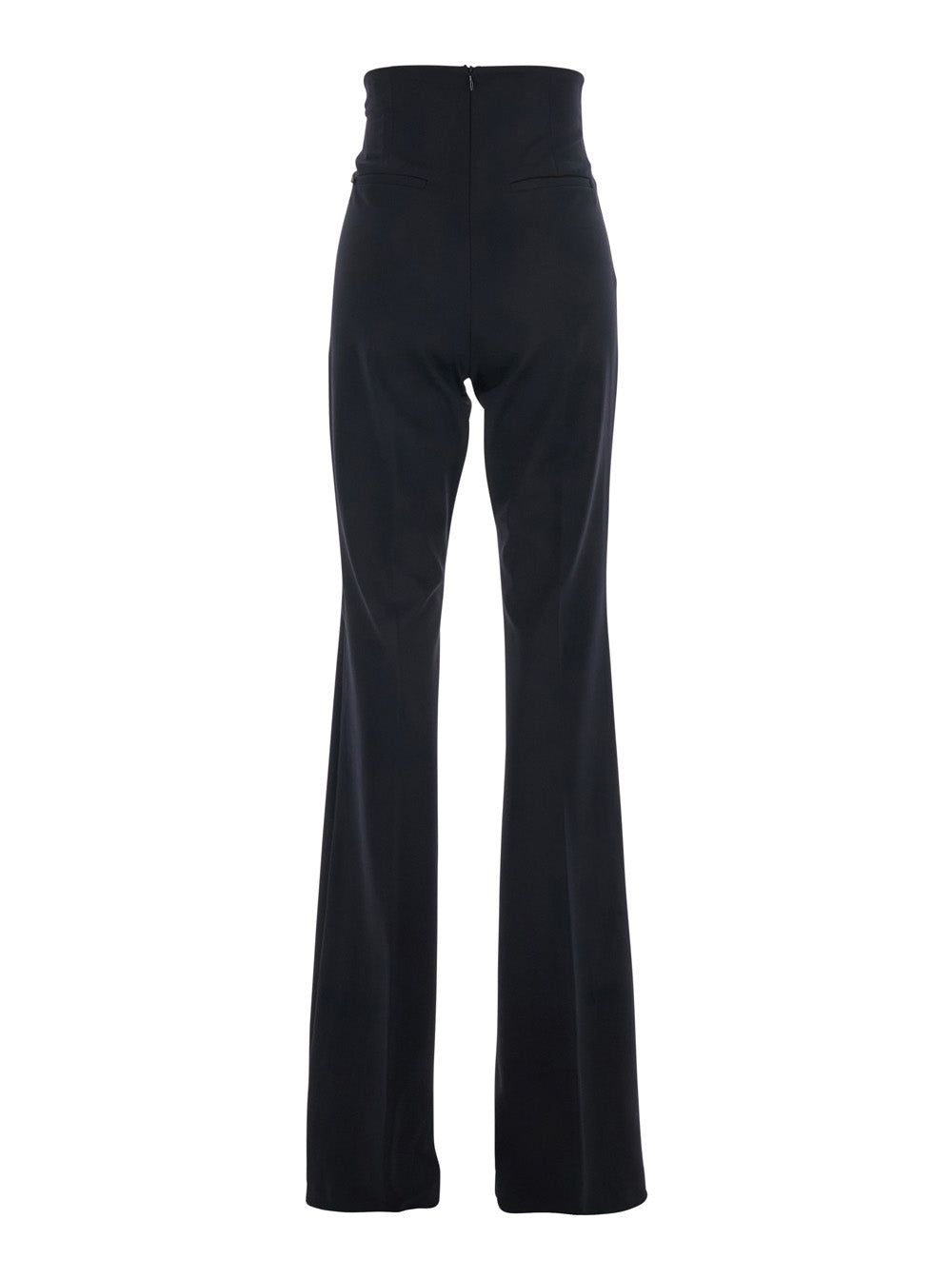 Sportmax Women Black High-Waisted Trousers With Back Patch Pockets In Fabric Woman SPORTMAX