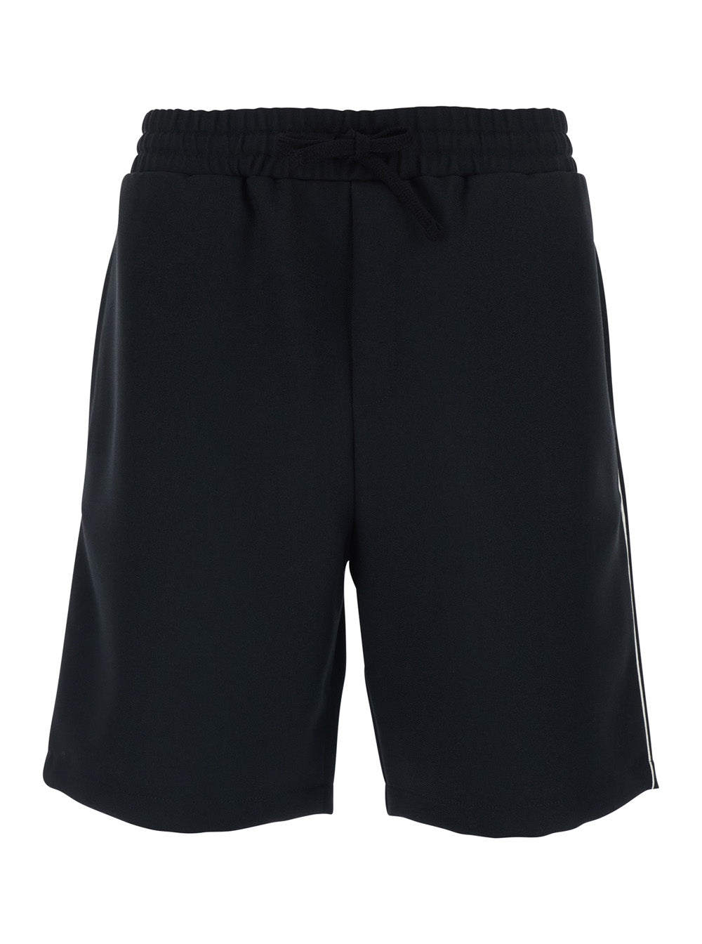 Valentino Men Black Bermuda Shorts With Elastic Waist And Vlogo Plaque On The Back For Men VALENTINO
